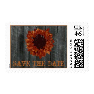 Save The Date Fall Wedding - Sunflower & Barnwood stamp