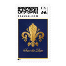 postcard - Fleur-de-lis. Gold over dark textured blue. Add your text. Please note that this is design that fits Medium stamp specifications. 






