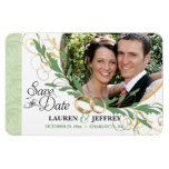 Save the Date - Floral Sage Vintage Photo Magnets premium magnets