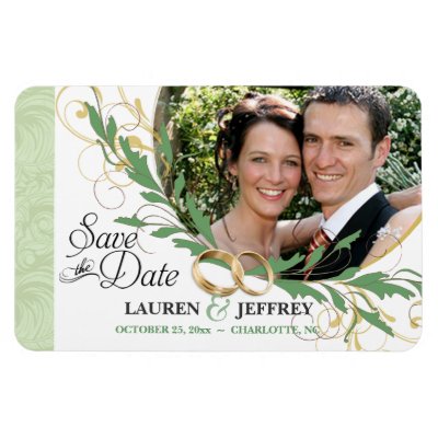Save the Date - Floral Sage Vintage Photo Magnets