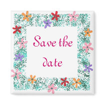 Save the date, flower border magnet by Cherylsart Save the date, flower border magnet