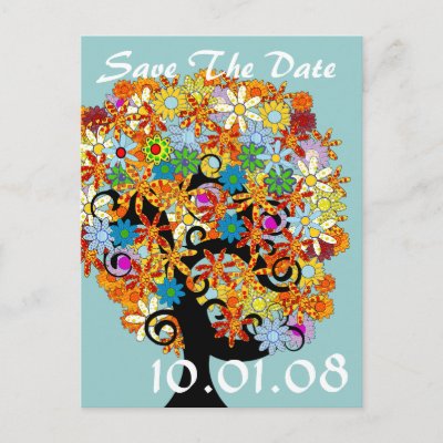 Save The Date - Flower Tree Post Cards