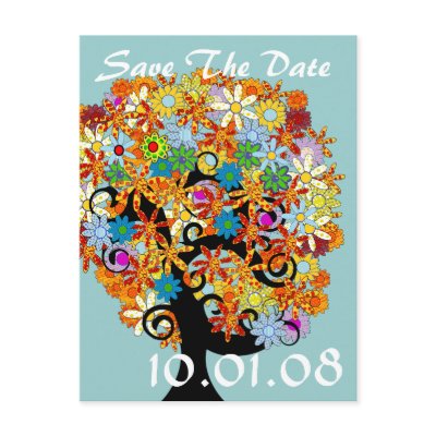 Save The Date - Flower Tree Post Cards