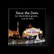 Save the Date for the bride & groom Las Vegas Butt buttons