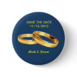 Save the date golden wedding rings pins