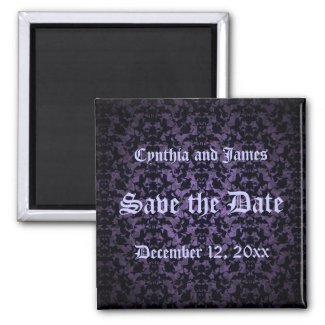 Save the Date Gothic purple and black magnet zazzle_magnet