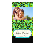 Save the Date ~ Green and Black Damask Customized Photo Card