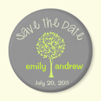 Save the Date Green/Gray Tree Magnet magnets