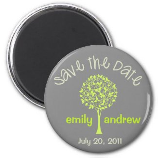 Save the Date Green/Gray Tree Magnet