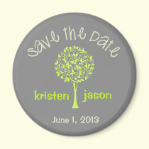 Save the Date Green/Gray Tree Magnet magnets