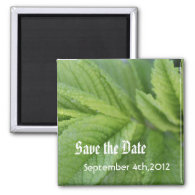 Save the date, green leaves refrigerator magnets