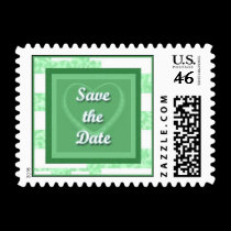 Save the Date Green postage
