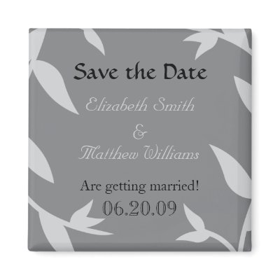 Save the Date Grey Vines Magnet by indolilly
