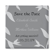 Save the Date Grey Vines Magnet