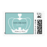 Save the Date Heart Crown Blue Postage stamps