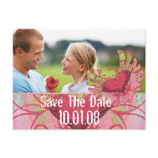 Save The Date - Hearts and Swirls postcard