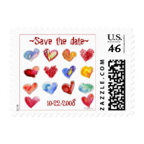 Save the Date Hearts Small Postage Stamps