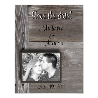 Save the date! in Barn wood Invite
