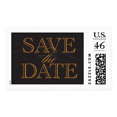Save the Date in Gold and Black Postage