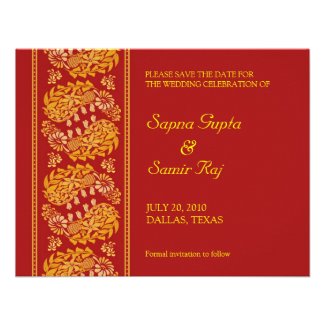 Save The Date Indian Style Card Custom Announcement