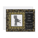 Save The Date Invitation Black Gold Leaf