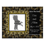 Save The Date Invitation Black Gold Leaf