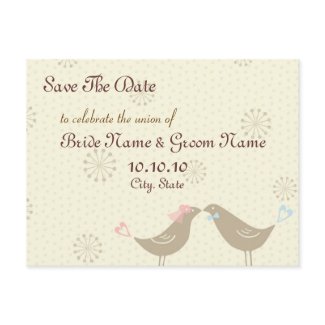 Save The Date Kissing Birds Wedding Postcard postcard