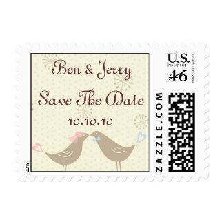 Save The Date Kissing Wedding Birds Stamp stamp