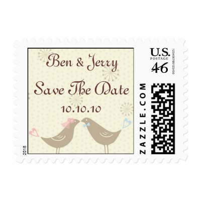 Save The Date Kissing Wedding Birds Stamp by EuphorianChic