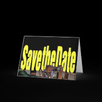 Save the Date Las Vegas Strip Card Yellow