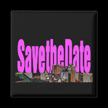 Save the Date Las Vegas Strip Pink Magnet