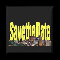 Save the Date Las Vegas Strip Yellow Magnet