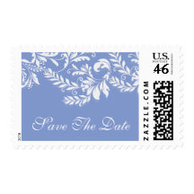 Save The Date Leaf Damask Postage Stamp