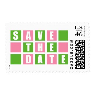 Save The Date (Light Pink / Green Square Boxes) Postage