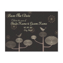 Save The Date Love Bird Invitation Postcard by EuphorianChic Save The Date Love Bird Invitation Postcard