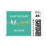 Save the Date lovebirds postage stamps