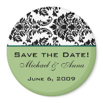 Save The Date Magnet Baroque Black and Green