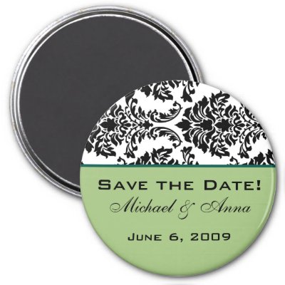 Save The Date Magnet Baroque Black and Green by TheWeddingShoppe