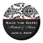 Save The Date Magnet Baroque Black and Red