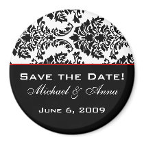 Save The Date Magnet Baroque Black and Red