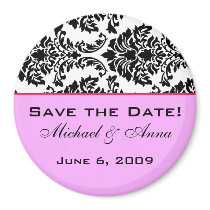 Save The Date Magnet Baroque Black & Pink