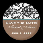Save The Date Magnet Baroque Brown Aqua Blue