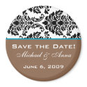 Save The Date Magnet Baroque Brown Aqua Blue by TheWeddingShoppe Save The Date Magnet Baroque Brown Aqua Blue
