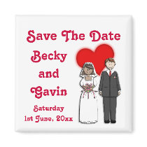 Save The Date Magnet Bride and Groom Wedding Set