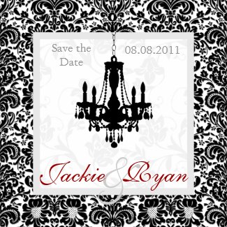 Save the Date Magnet Chandelier Black White magnet