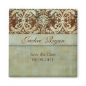 Save the Date Magnet Damask Green Vintage by WeddingShop88 Save the Date Magnet Damask Green Vintage