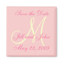 Save the Date Magnet First Names Initials Pink by monogramgallery Save the Date Magnet First Names Initials Pink