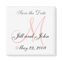 Save the Date Magnet First Names, Initials Pink