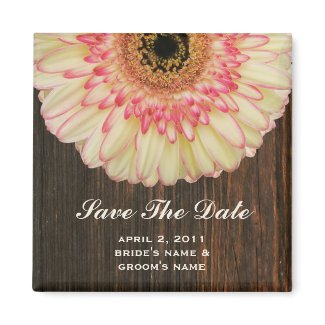 Save The Date Magnet - Gerbera Daisy & Barnwood magnet
