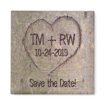 Save the Date Magnet, Heart Carved in Tree
